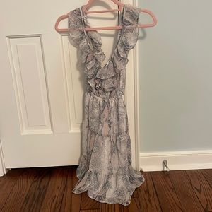 Never worn dress, pink and white snake print, open back